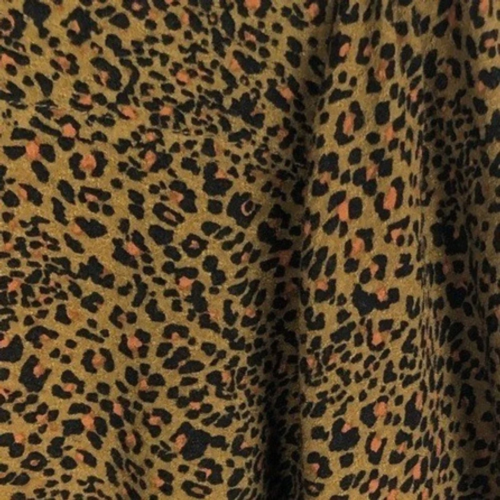 FREE PEOPLE Leopard Print Tie Front Button Down Puff Sleeve Top Sz S Brown